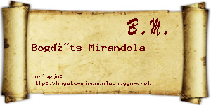 Bogáts Mirandola névjegykártya